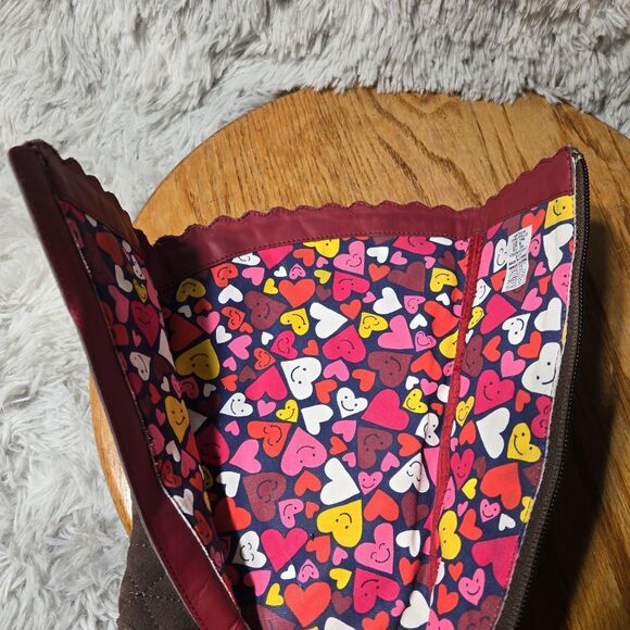 Lands Ends Womens Size 7M Brown Suede Tall Knee High Sweater Trim Heeled Boots - Picture 7 of 11